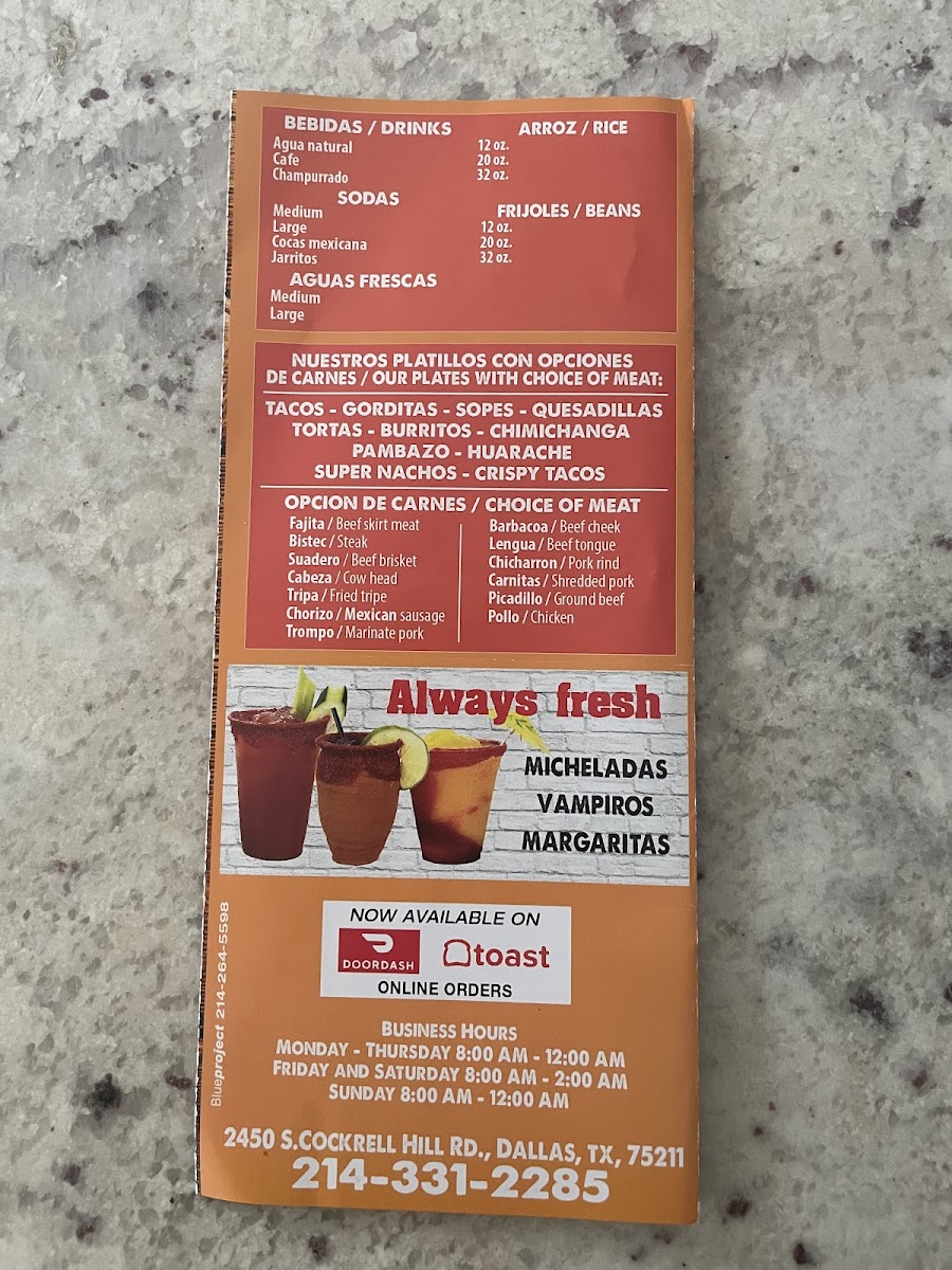 Don Taco #1 Menu - Image 1